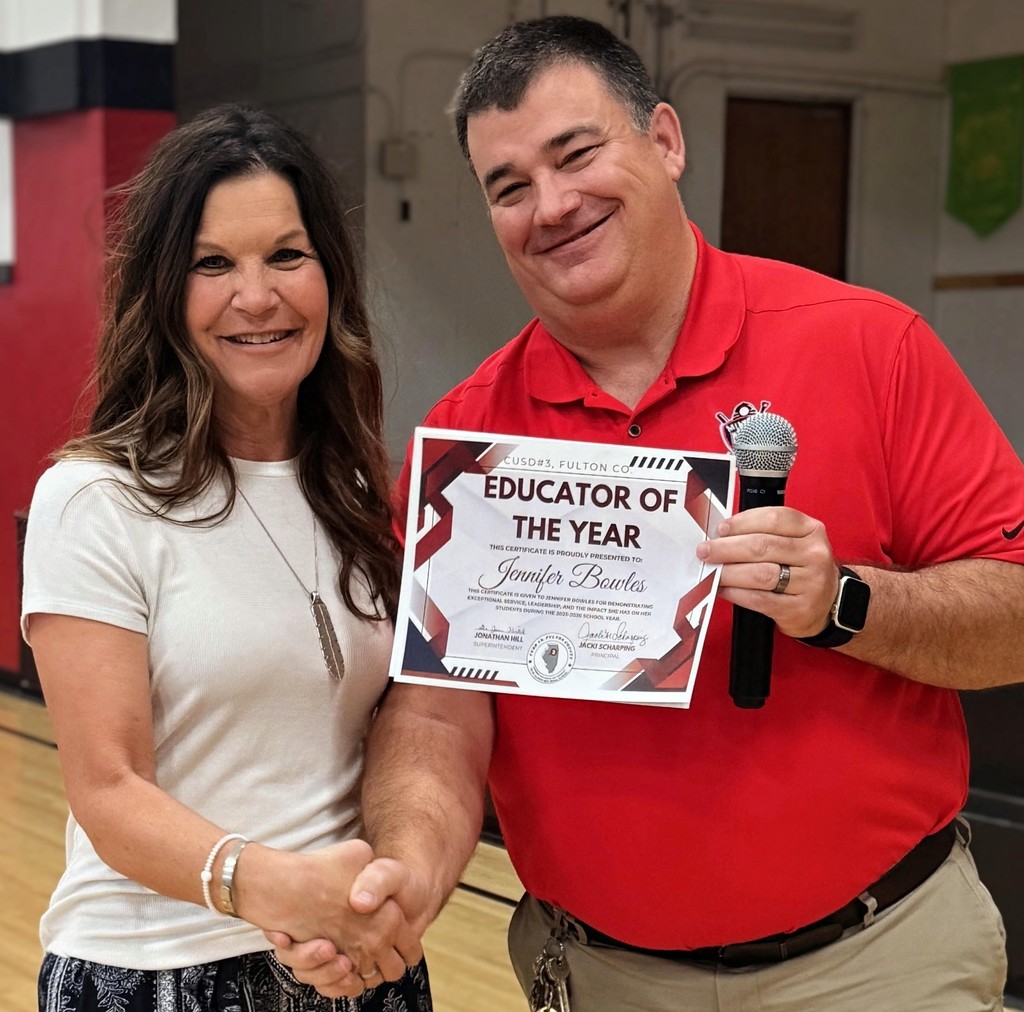 Superintendent, Dr. Jon Hill with Kindergarten Teacher, Jennifer Bowles