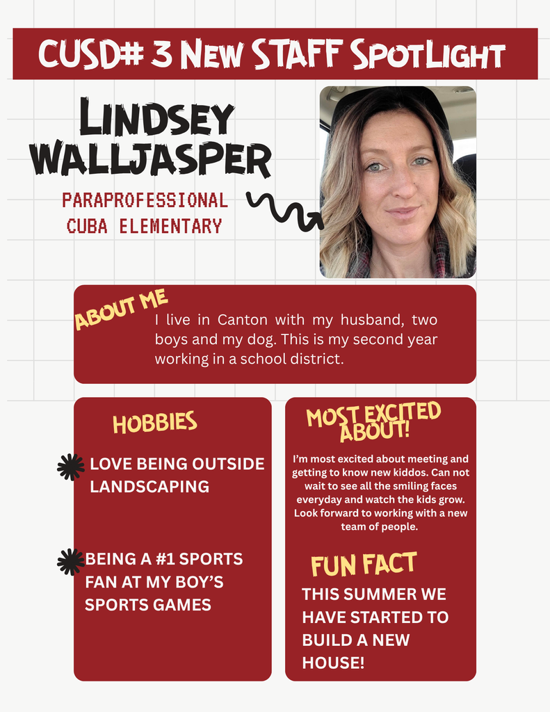 New Staff Spotlight-Lindsey Walljasper Paraprofessional at Cuba Elementary