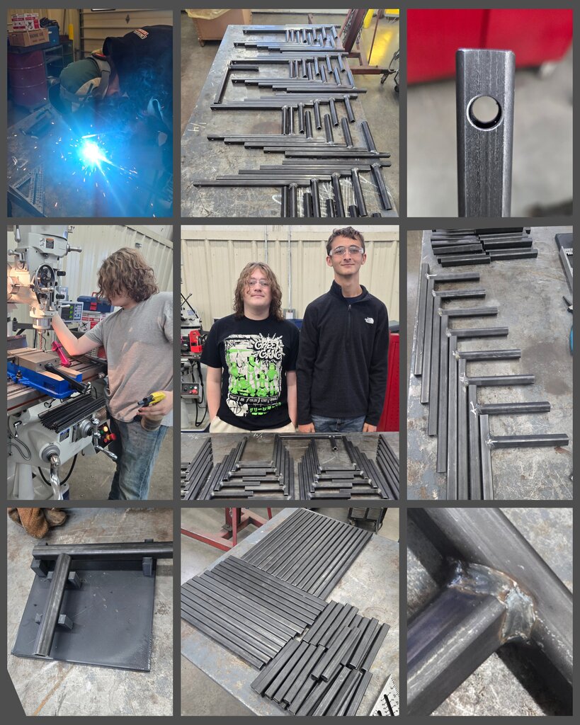 Welds and students from the Industrial Arts Welding II Project class
