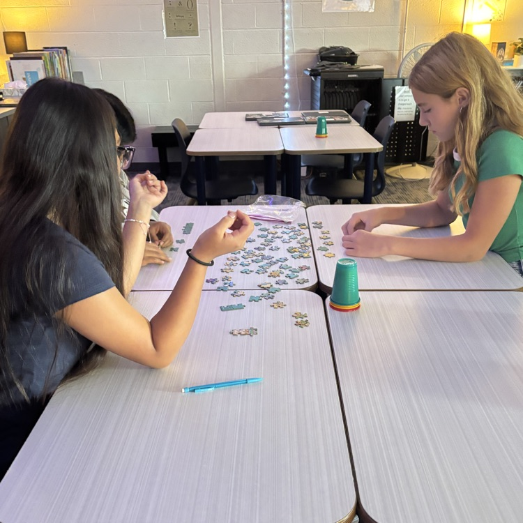 Mrs. Hubbell’s class practiced putting together a puzzle with seeing the picture today. How will this help them write their social contract this week?