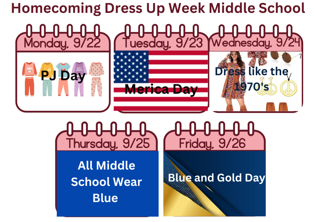 Middle School Homecoming Dress Up Days!!
