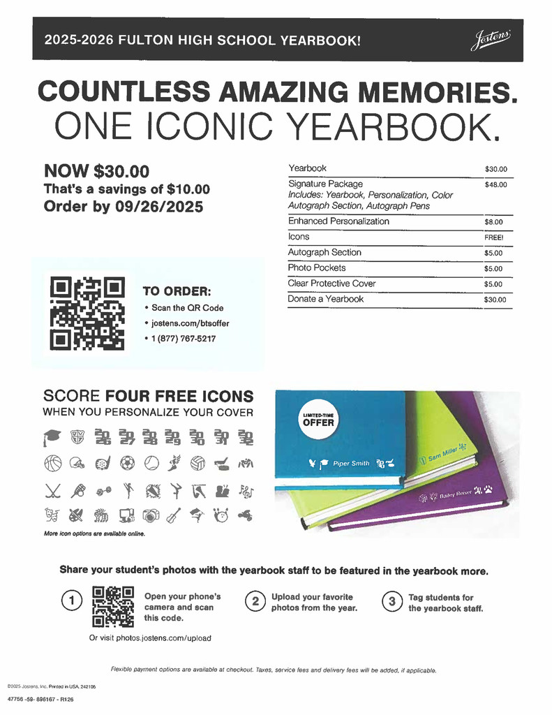 HS Yearbook Sale Ends 9/26/2025