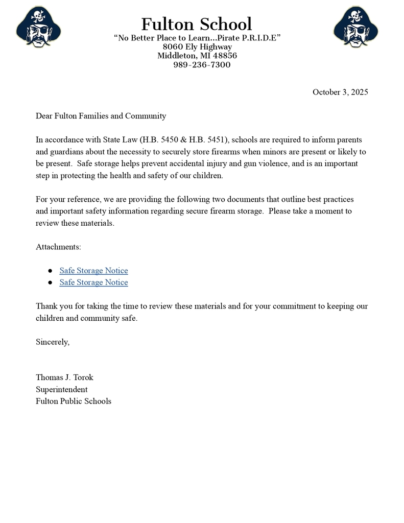 Firearms letter