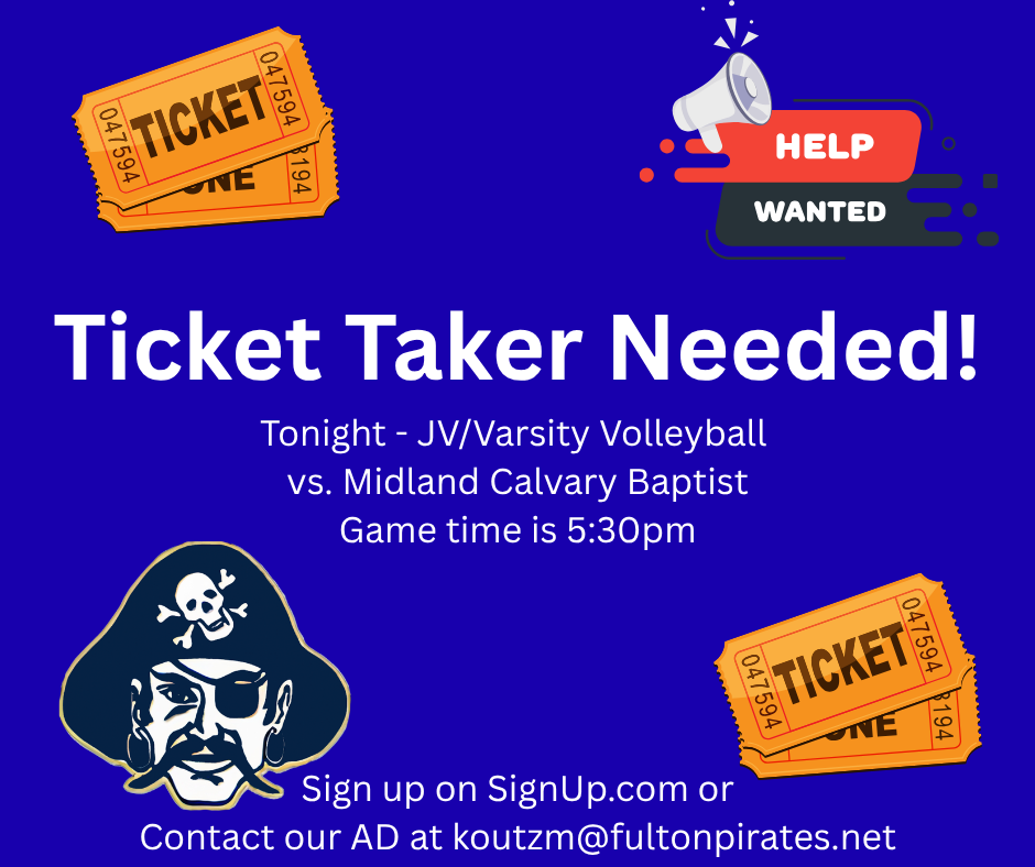 We need someone to help with admissions for tonight’s JVVAR Volleyball games