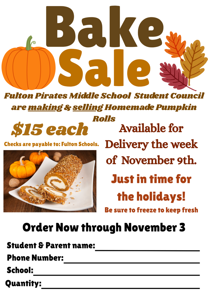 Homemade Pumpkin Rolls made with love from Middle School Student Council