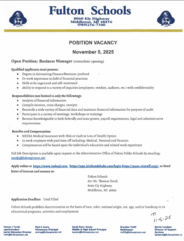 Business Manager Posting