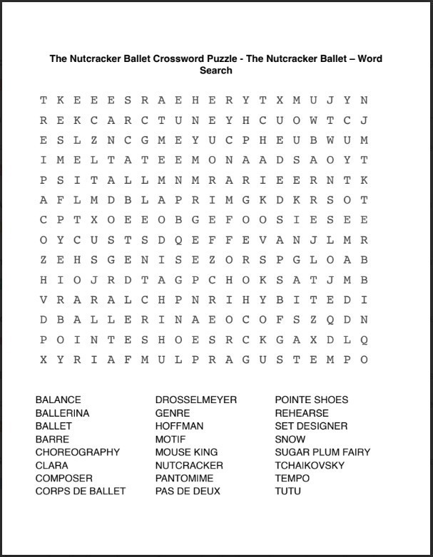 Nutcracker word search 