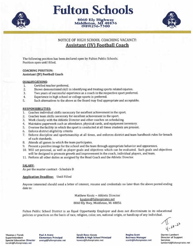 Assistant Football Coach