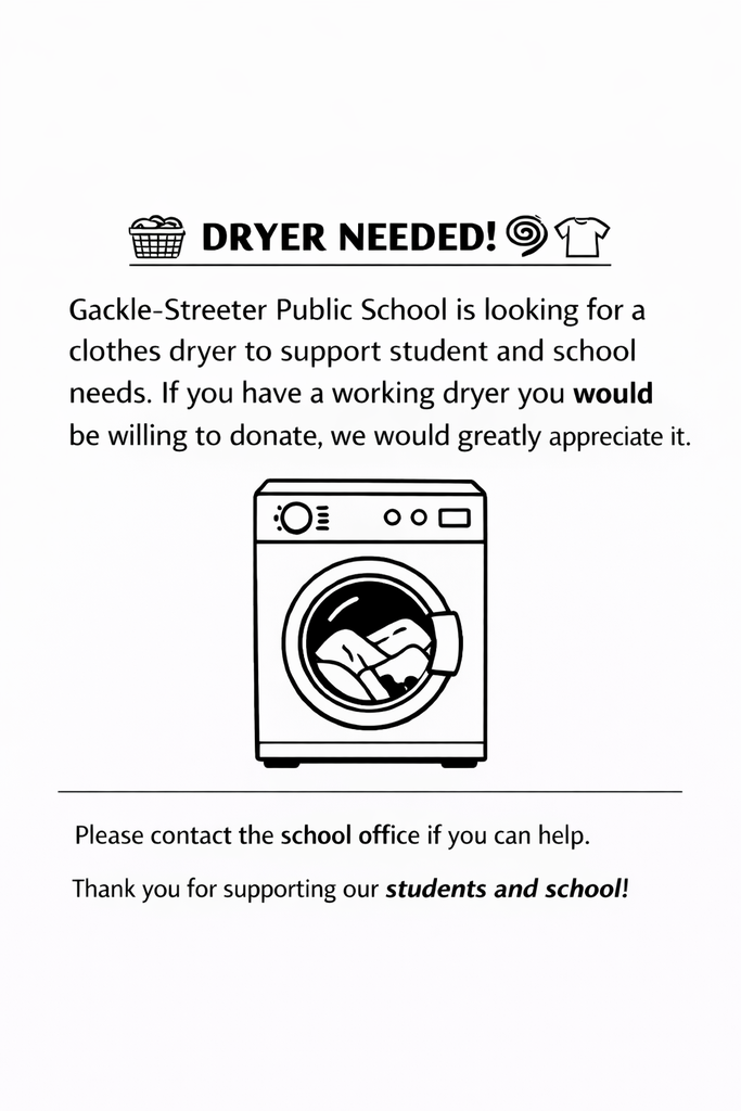 Dryer donation request for school