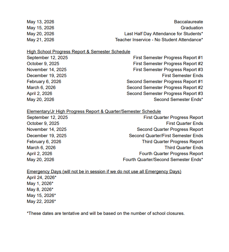 Calendar Dates