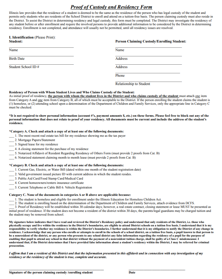 Residency Form