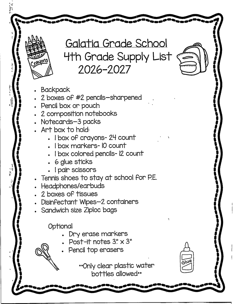 4th supply list