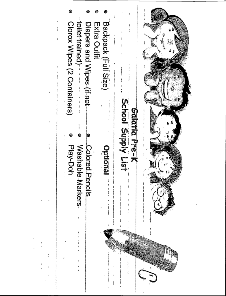 Pre K Supply List