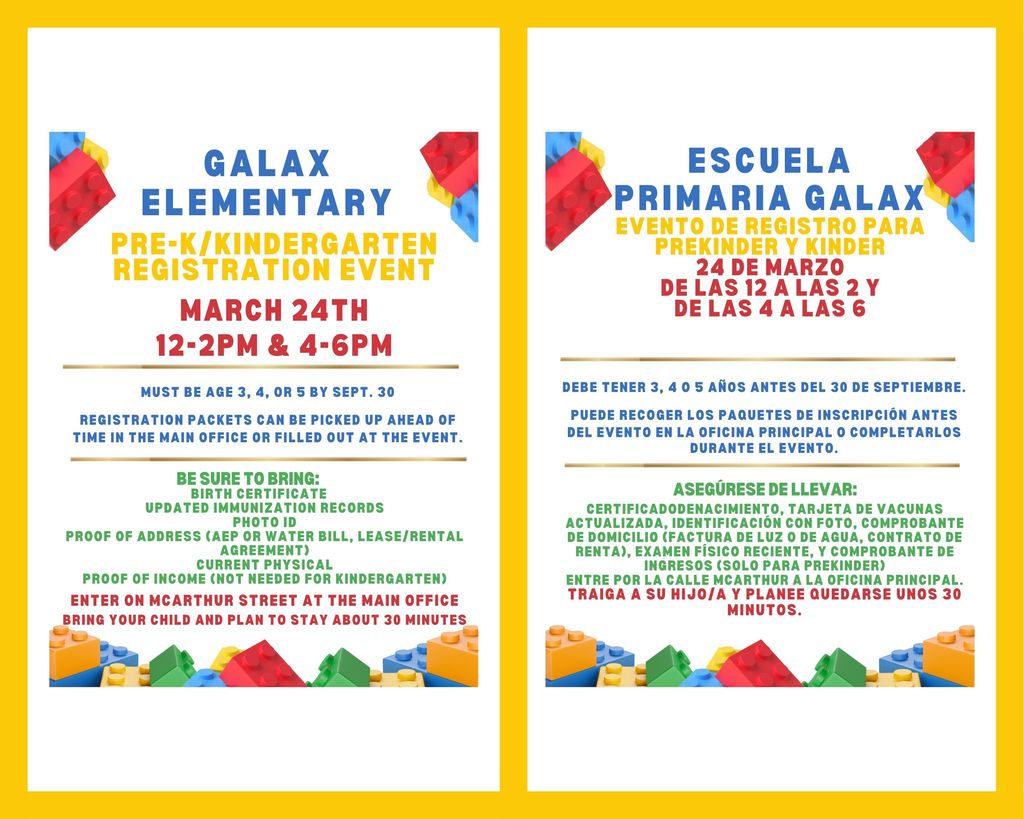 Prek/Kindergarten registration