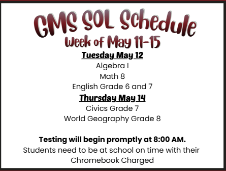 SOL Test Schedule