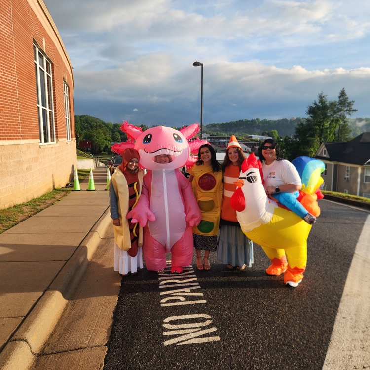 a group of individuals in inflatable costumes