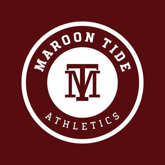 Maroon and white logo with "MAROON TIDE ATHLETICS" and a maroon "M" centered on a maroon background.
