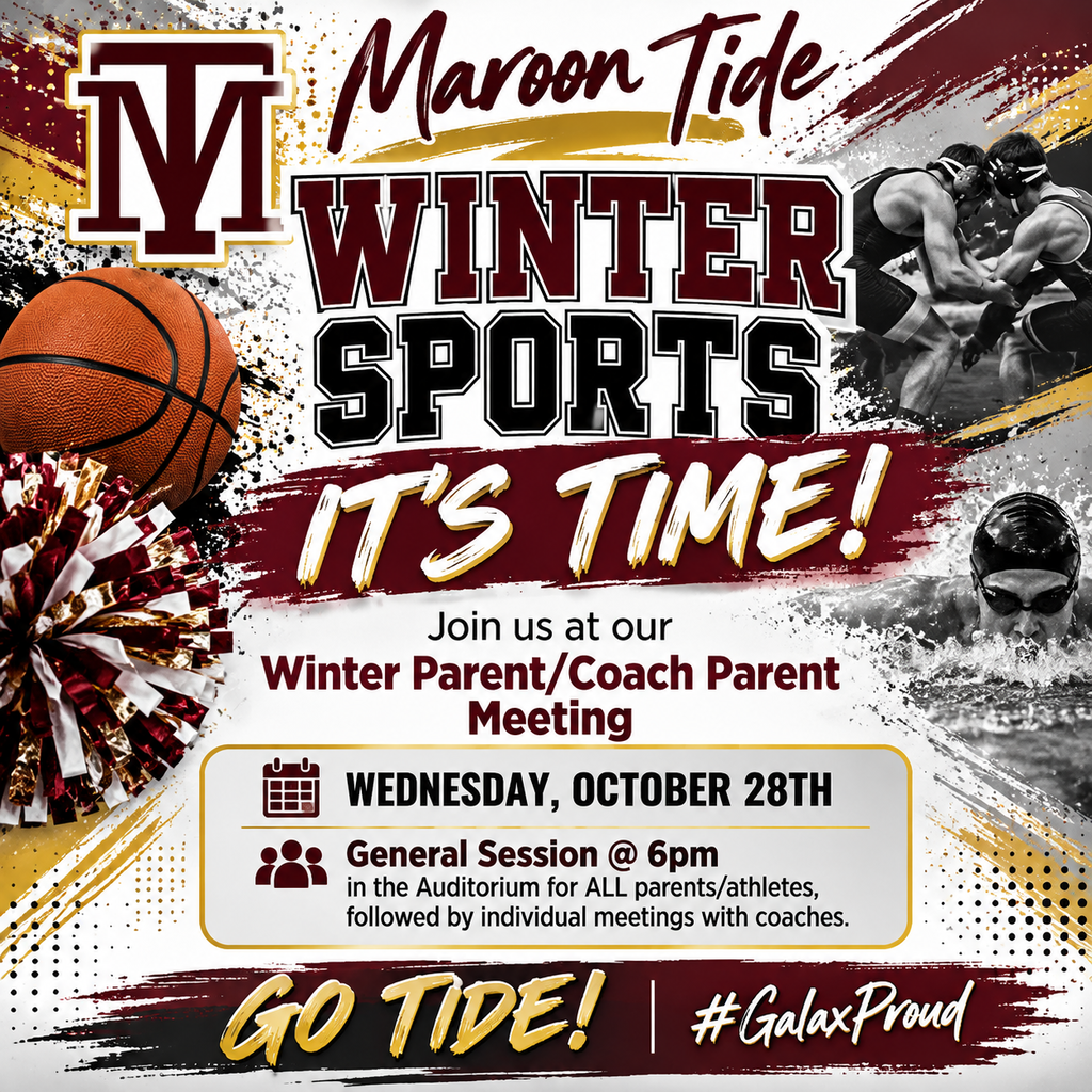 An event poster for winter sports has a basketball, swimmers, and a cheerleader in a blurred background.