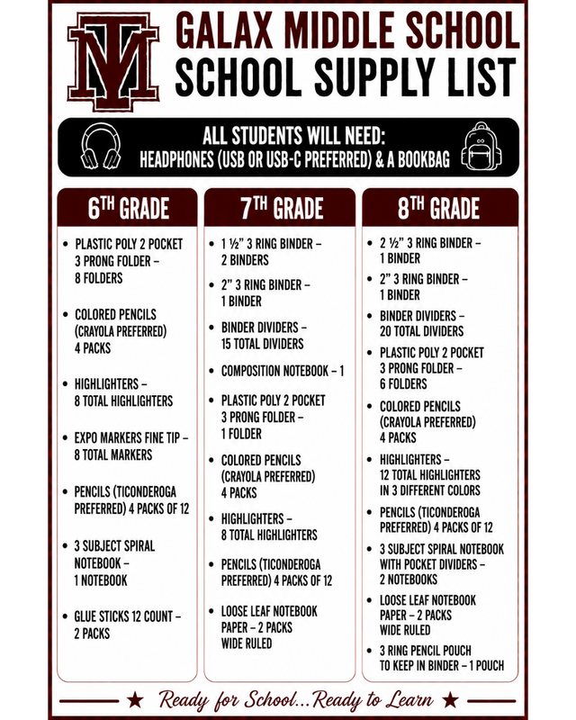 Galax Middle School list