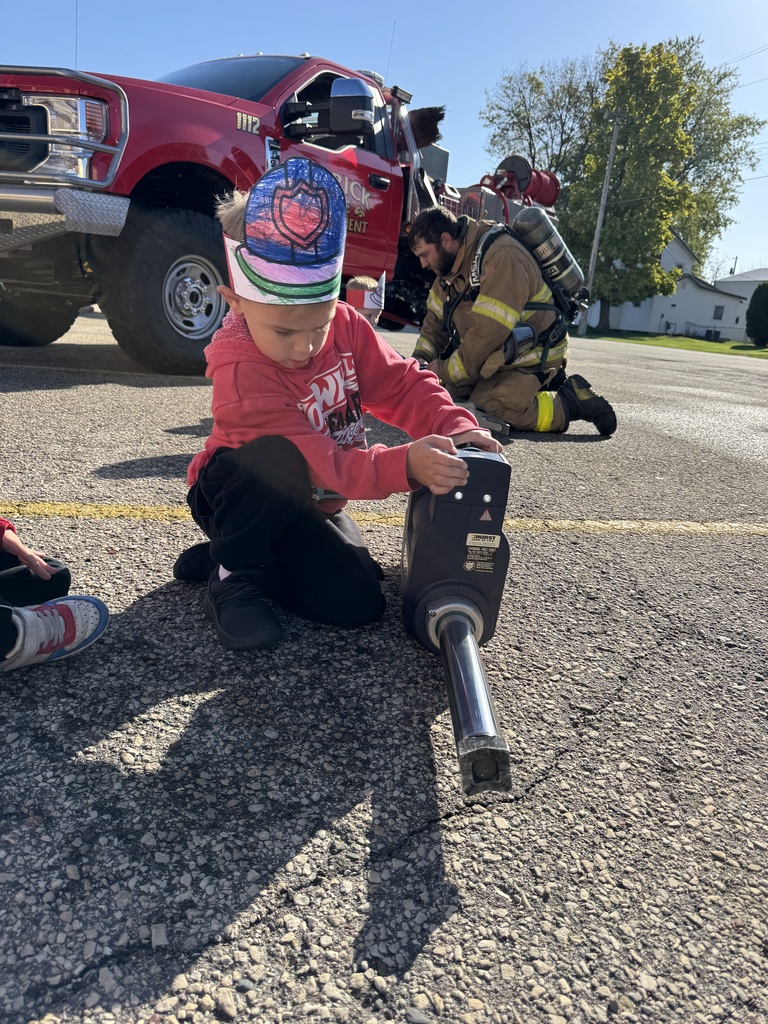 Fire truck with students
