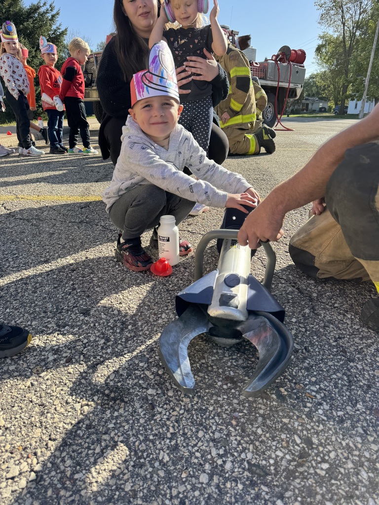 Fire truck with students