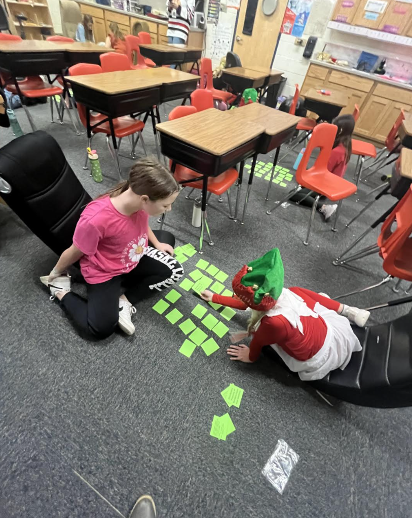 Students playing memory