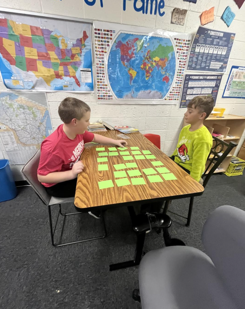 Students playing memory