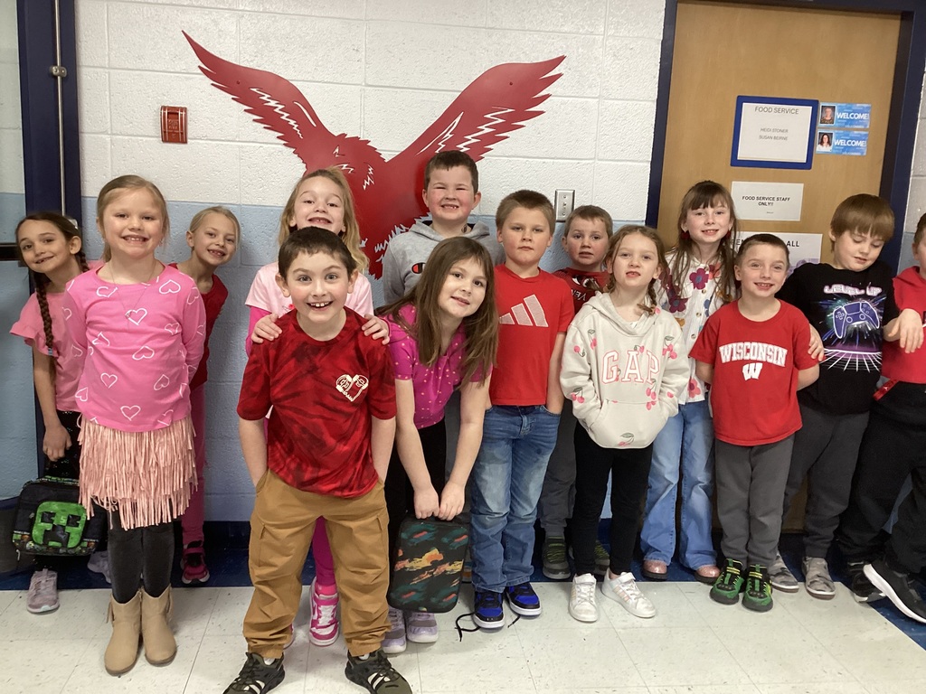 Students in Red and Pink for Valentine's Dress Up Days