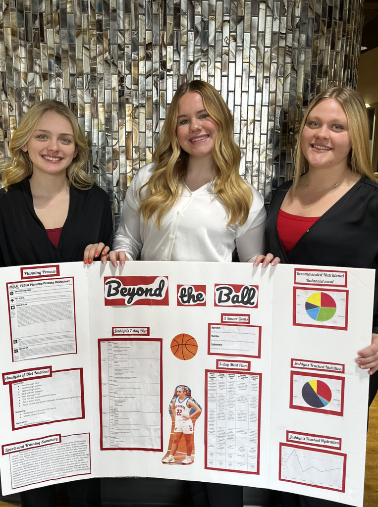 Student showing off their Sports Nutrition project. 