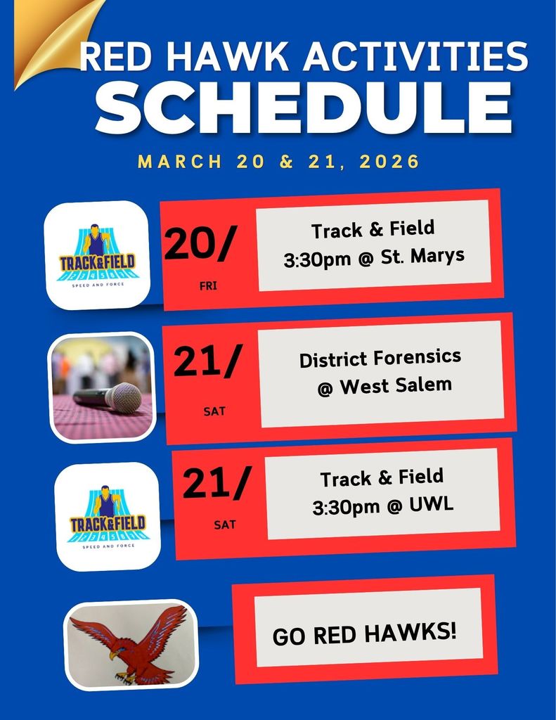 Red Hawk Athletics and Activities - March 20-21, 2026