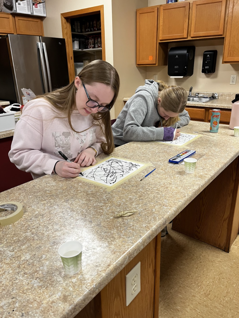 Students rounding the harsh intersections of their lines reducing psychological tension.