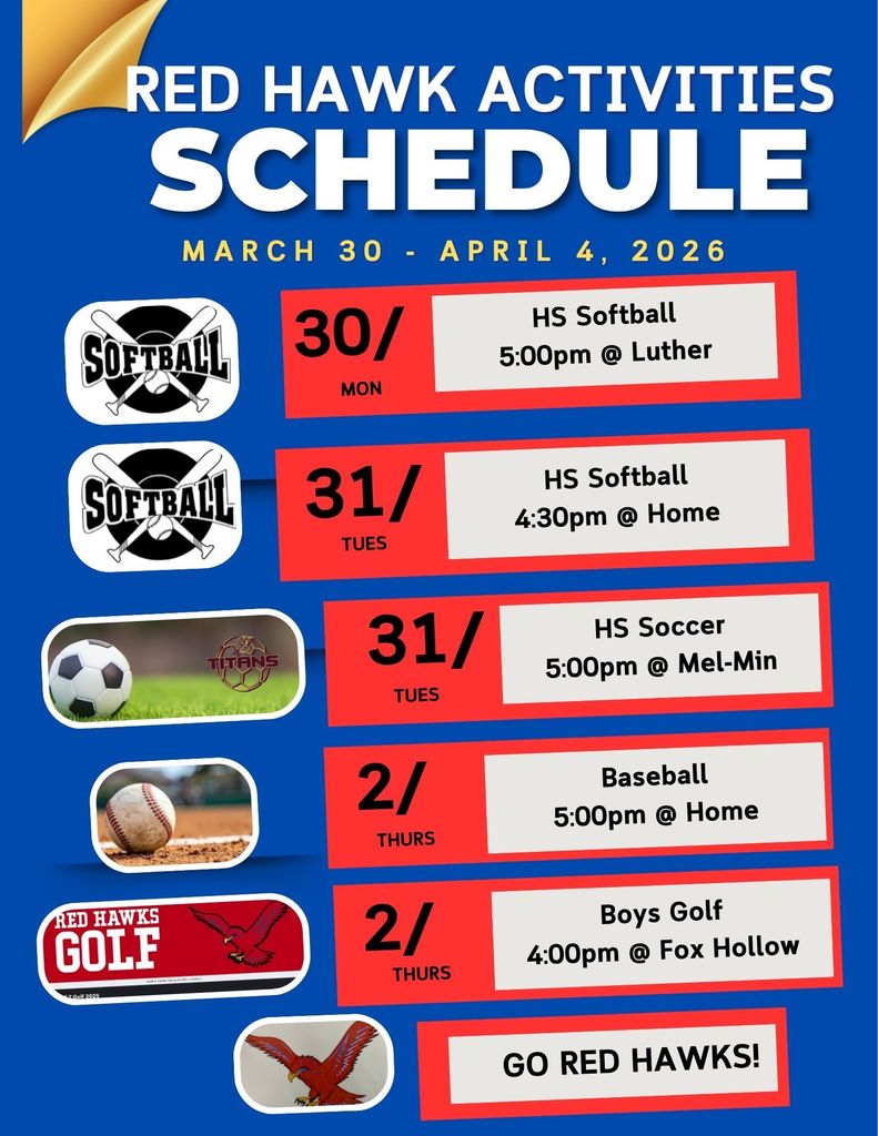 Red Hawk Athletics - March 30 - April 4, 2026