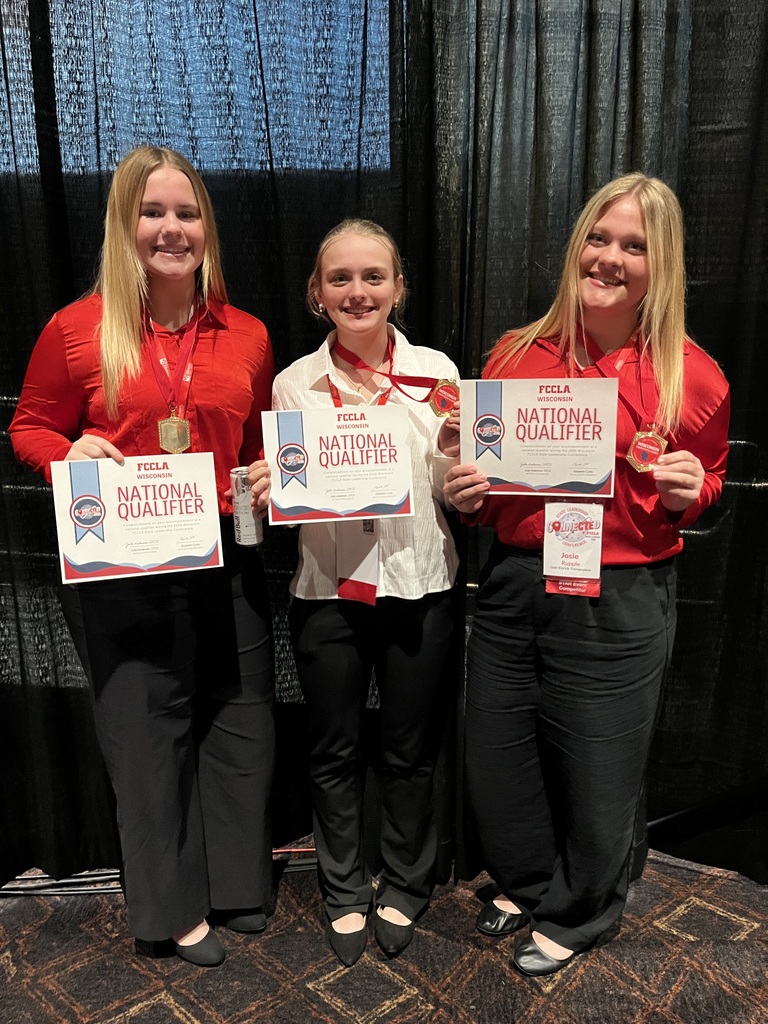 Josie, Addi, and Joshlyn earned first place in Sports Nutirtion  and qualified for the National Conference. 