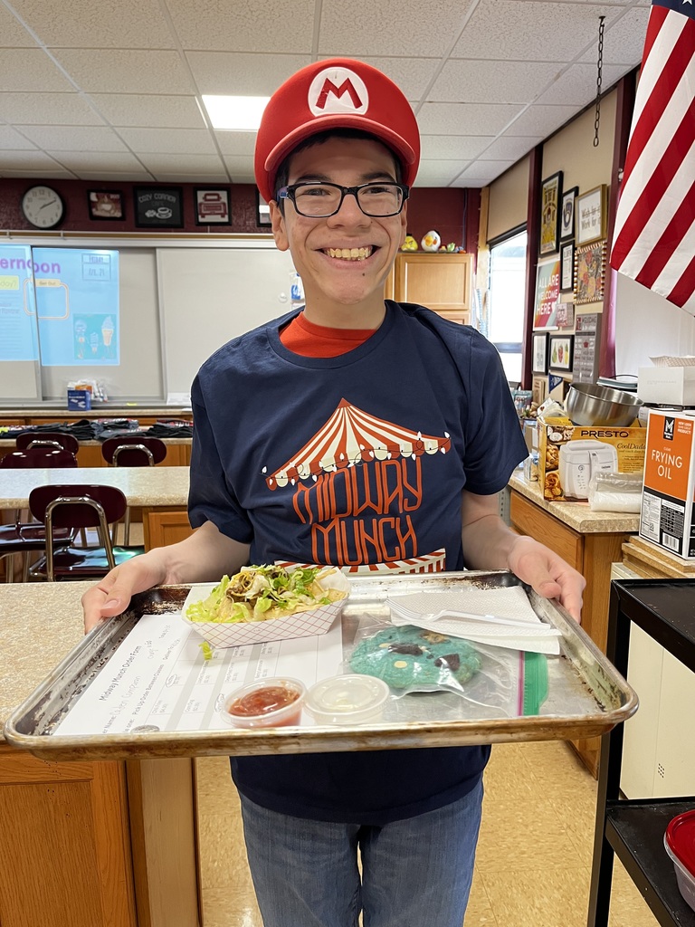 A student ready to deliver an order with a big smile!