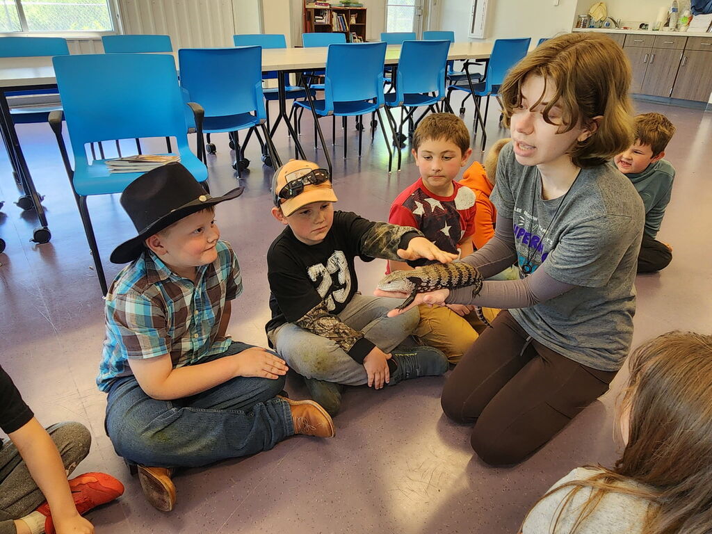 Students learning about animals