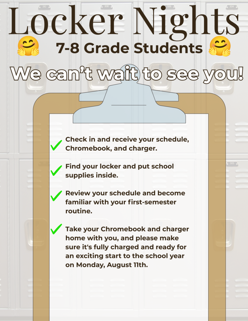 7/8 grade locker nights/orientation 