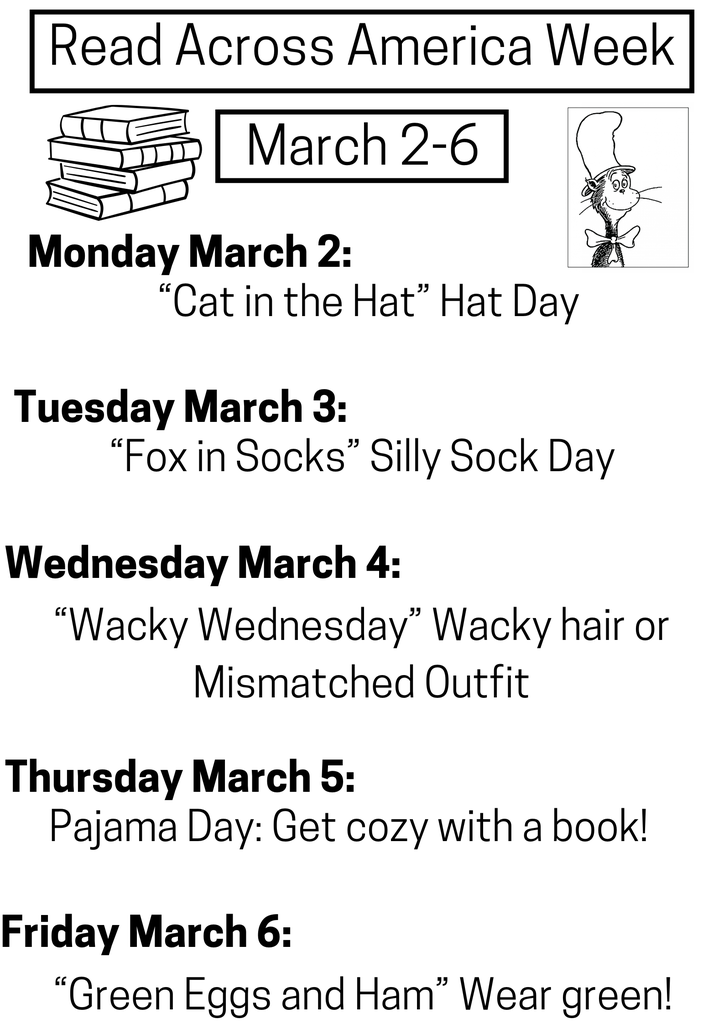 Read Across America Week Dress Up Days