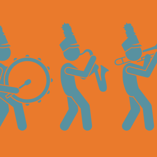 Marching band in a line