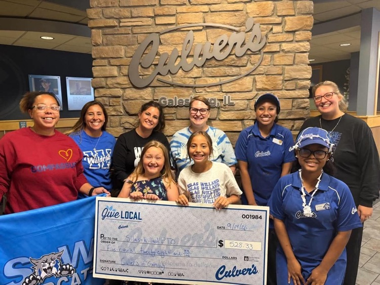 Picture of students and adults holding large check from Culver’s