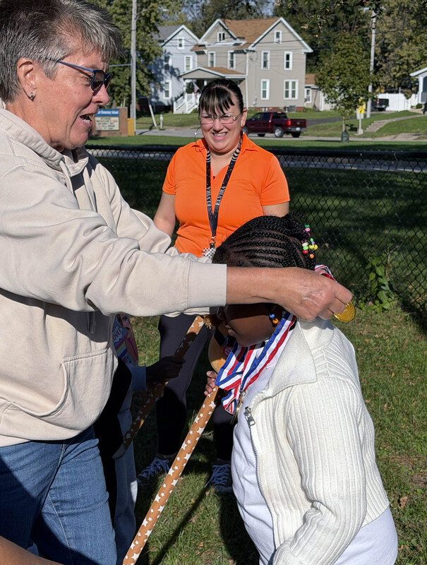 Miniature Horse, Students and Staff Member