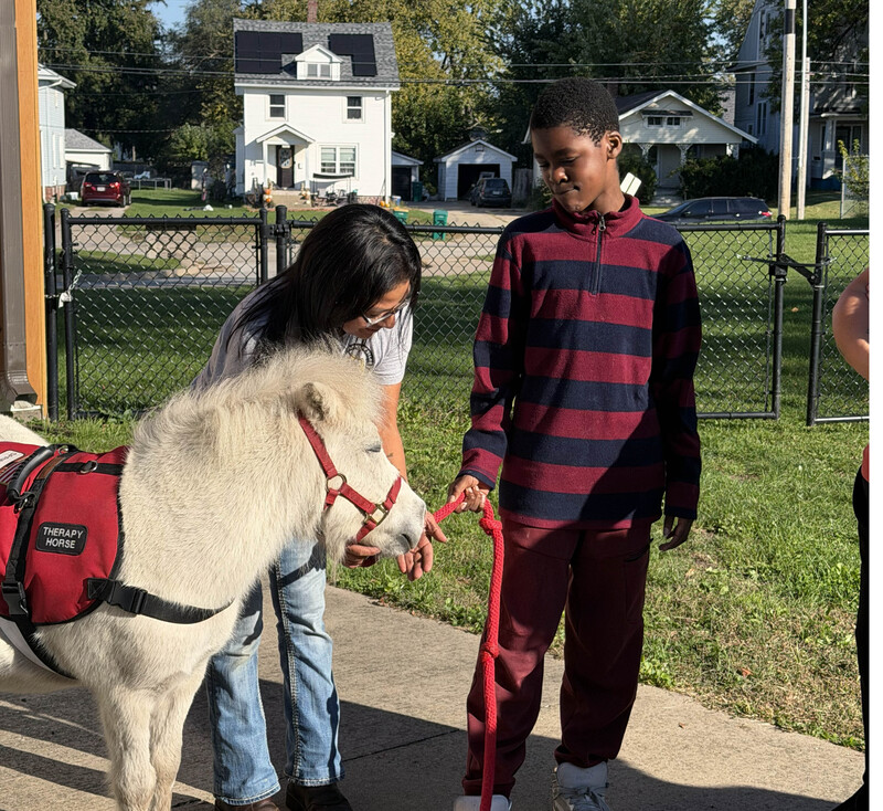Miniature Horse, Student and Staff Member