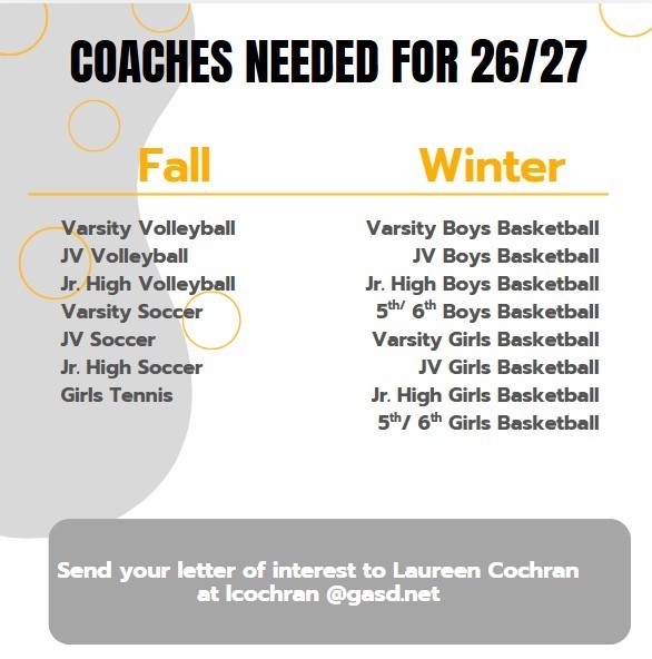 Coaches needed for 26/27