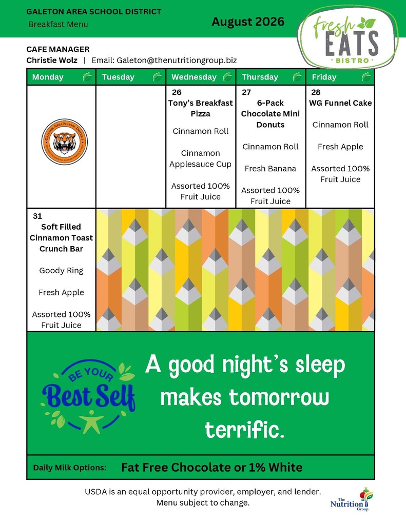 August Breakfast Menu
