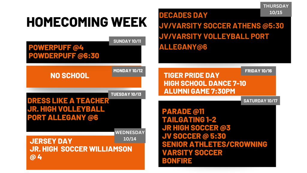 Homecoming Schedule 2026