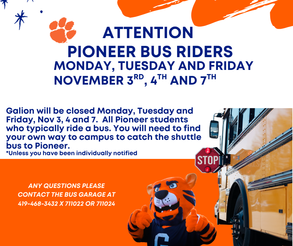 pioneer bus Nov 3-7