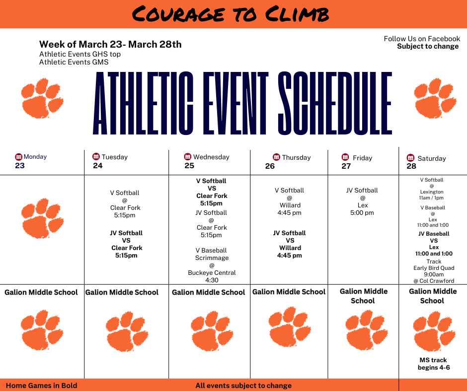 Athletics week 3/23