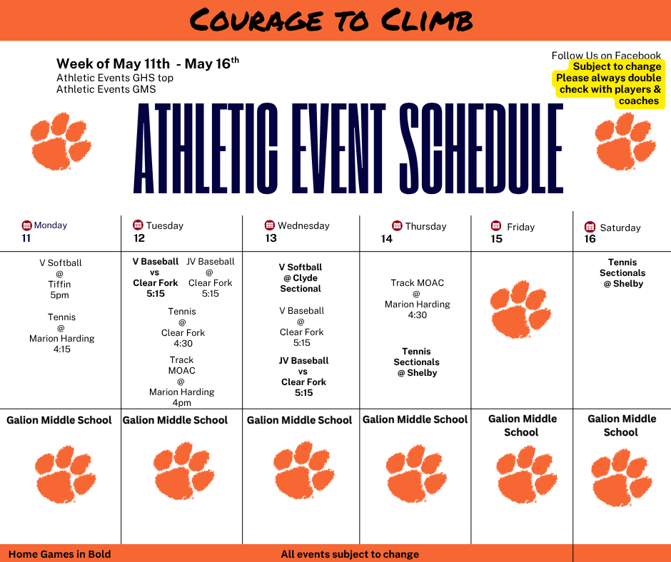 Athletic Schedule