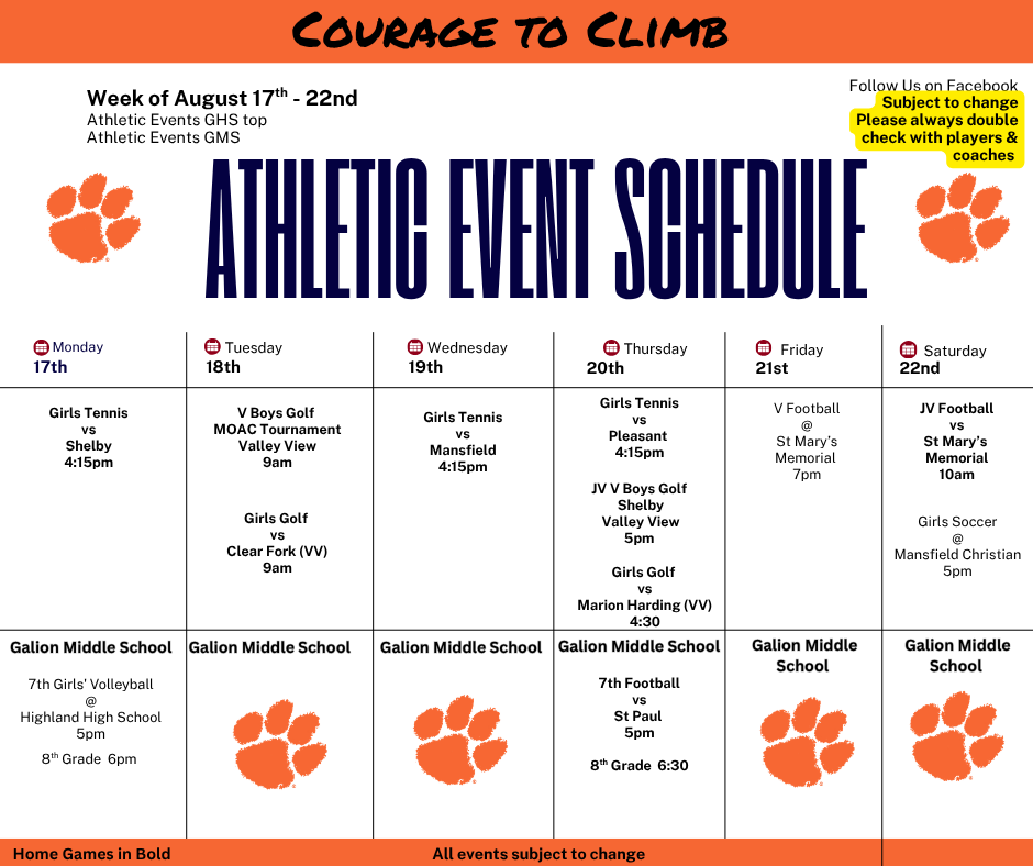 Athletic Schedule