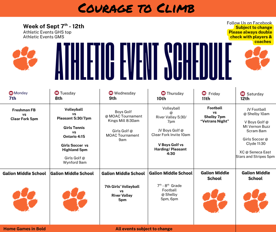 Athletic Schedule