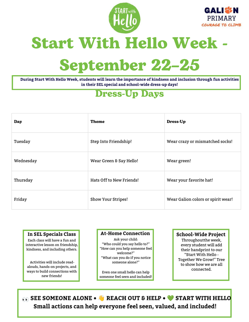 Spirit week pg 2 Primary